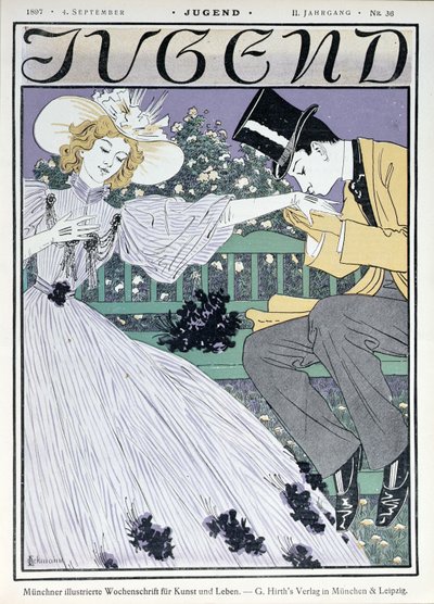 Liebende auf einer Bank, Titelillustration für die Zeitschrift 